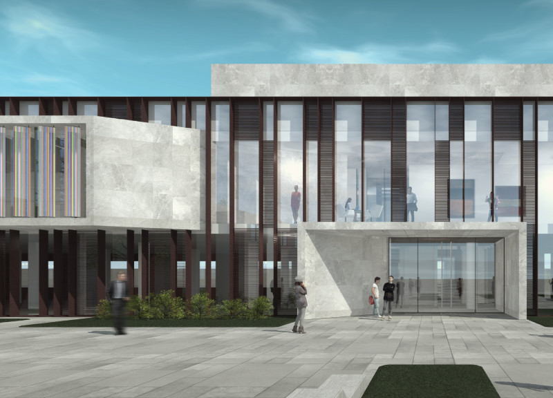 Charming Cultural Hub Featuring Multicolored Glass Panels and Adaptive Reuse of Historic Structures