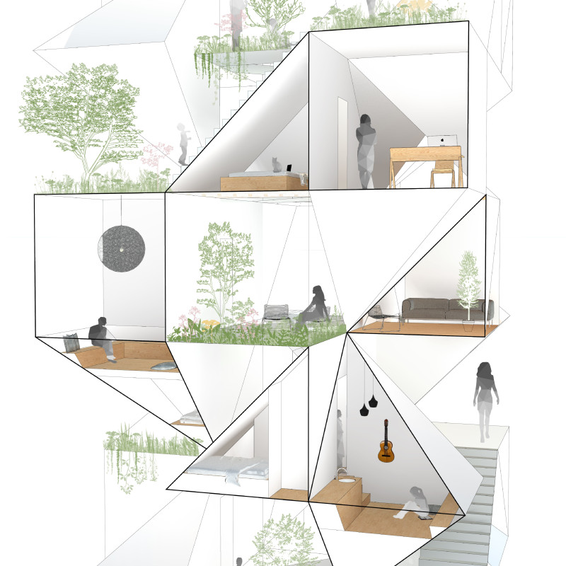 Fractal Geometry with Cross-Laminated Timber and Charred Wooden Shingles Enhances Urban Living