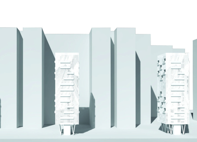 Pixelated Facade and Perforated Panels in Modular Urban Living