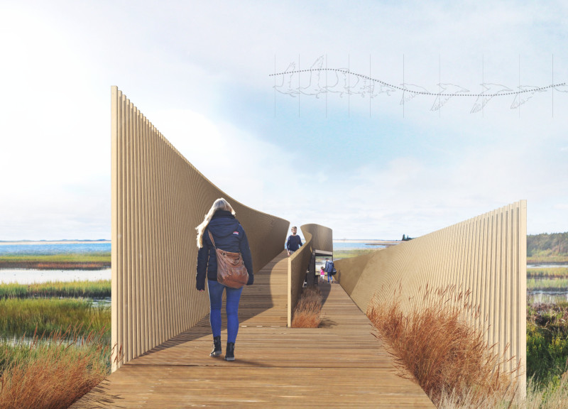 Siberian Larch Cladding and Elevated Platforms Creating Seamless Interaction with Wetland Ecosystems