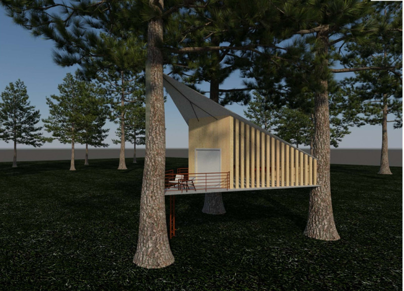 Tensile Fabric Structures and Charred Shingles Define Elemental Cabins for Outdoor Engagement