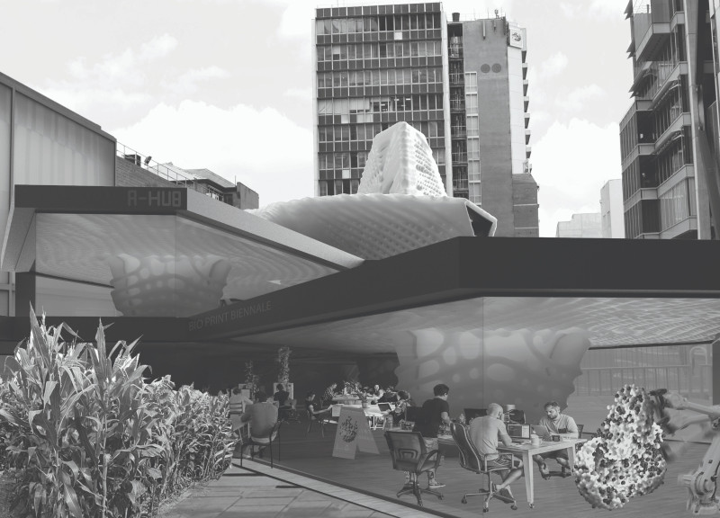 Bioplastic Hub with Modular Form and Robotic Fabrication in a Sustainable Community Setting