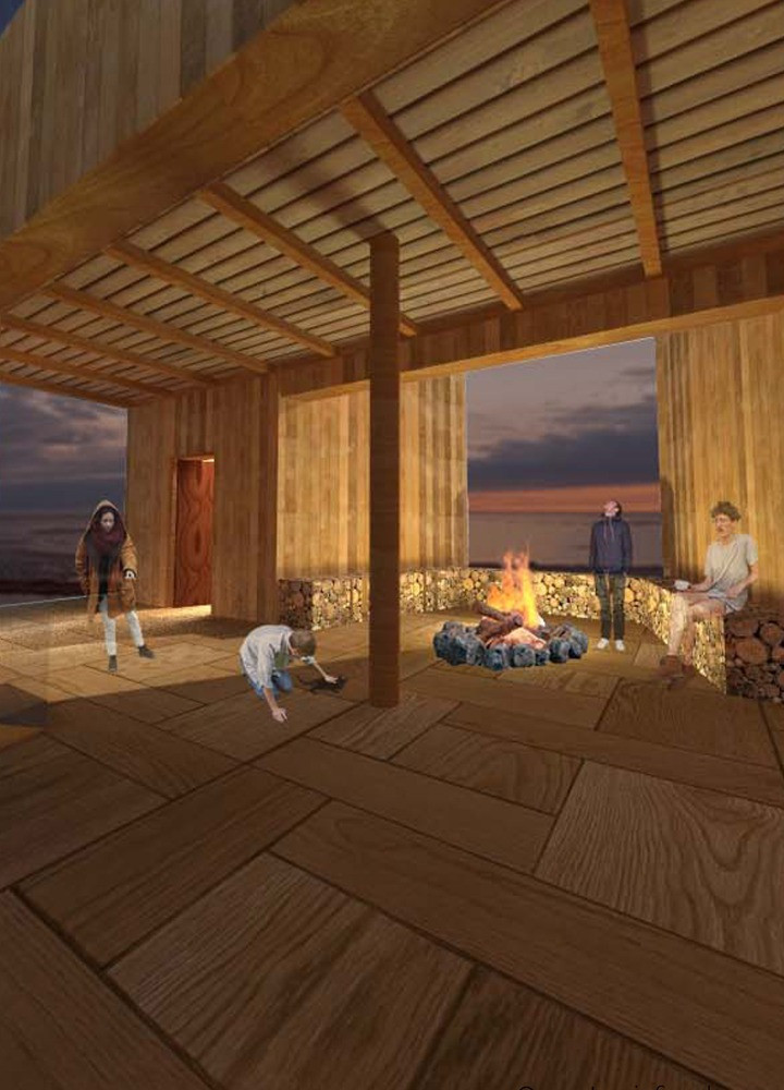 Charred Wooden Shingles and Timber Frame Structure for a Cultural Gathering Space