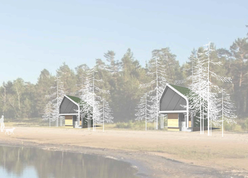 Rammed Earth and Timber Cladding Shelter Blending with the Baltic Coastline