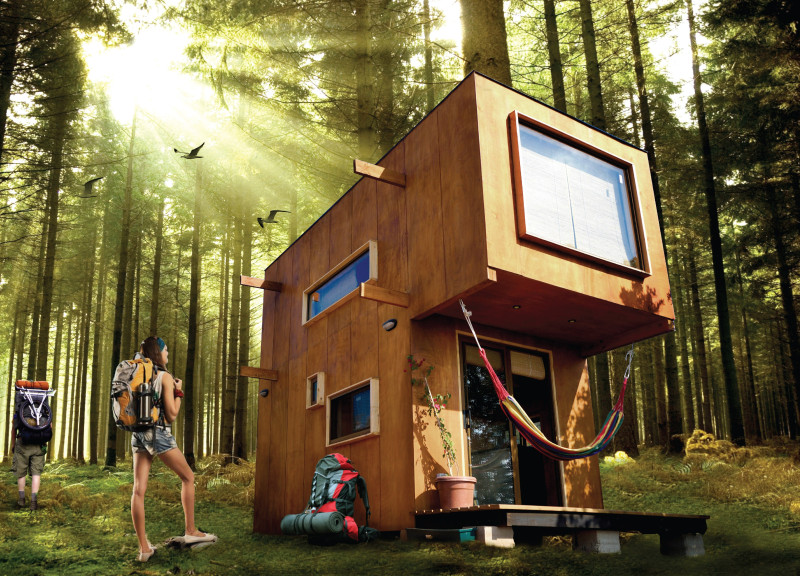 Charred Wooden Shingles and Grooved Marine Plywood Define Sustainable Retreat for Trekkers