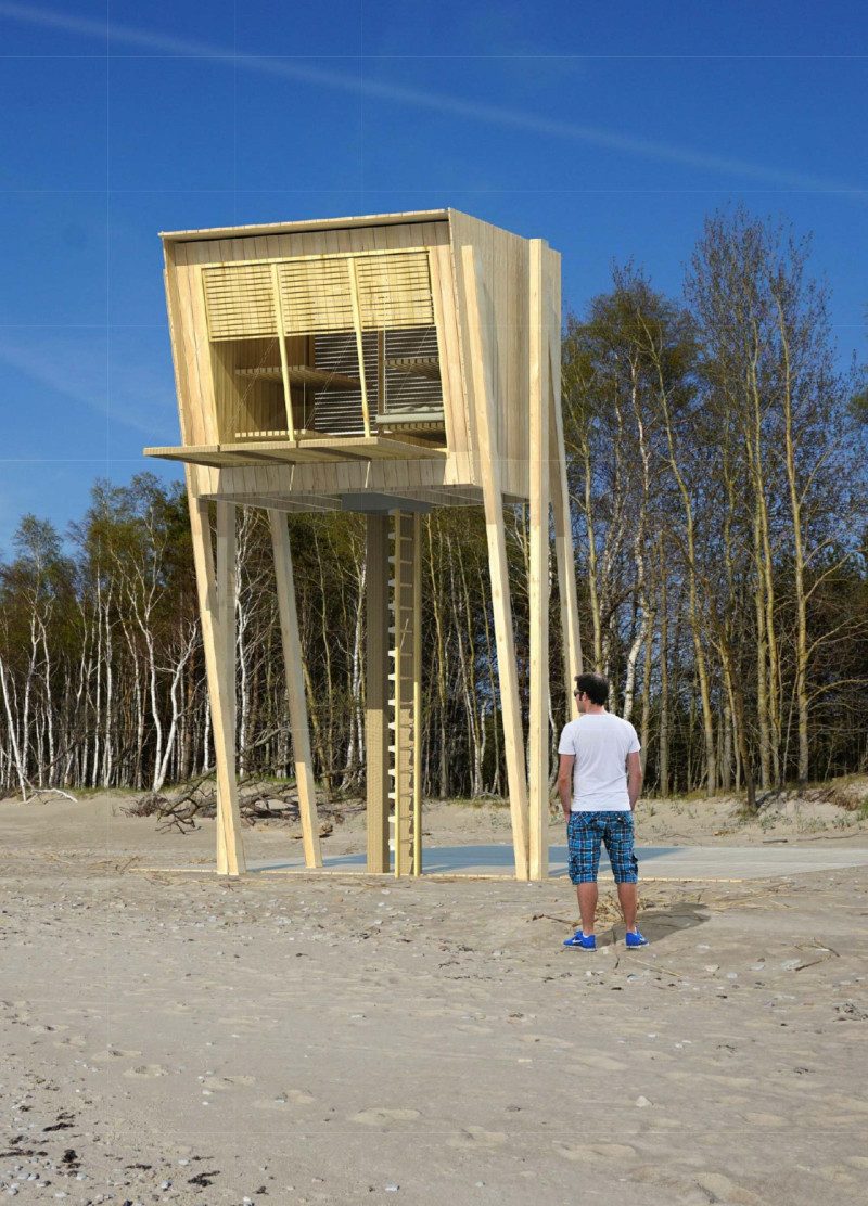Elevated Retreat Constructed with Latvian Timber and Modular Techniques Among Coastal Ecosystem