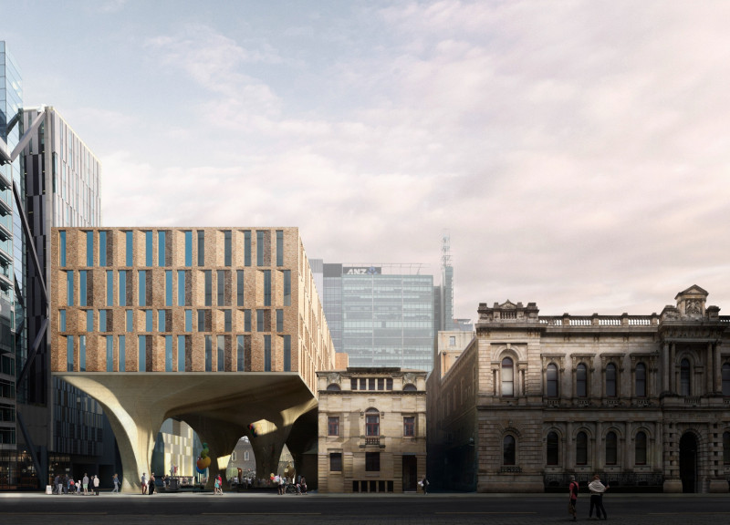 Organic Forms and Charred Wood Create Community Engagement Space