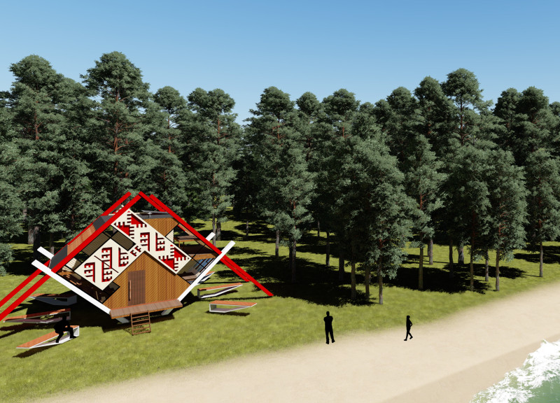 Charred Wooden Shingles and Elevation in a Nature-Integrated Retreat