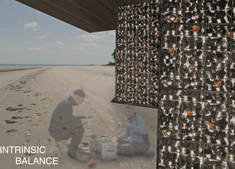 Gabion Walls and Timber Framework Creating Shelters for Coastal Trekkers