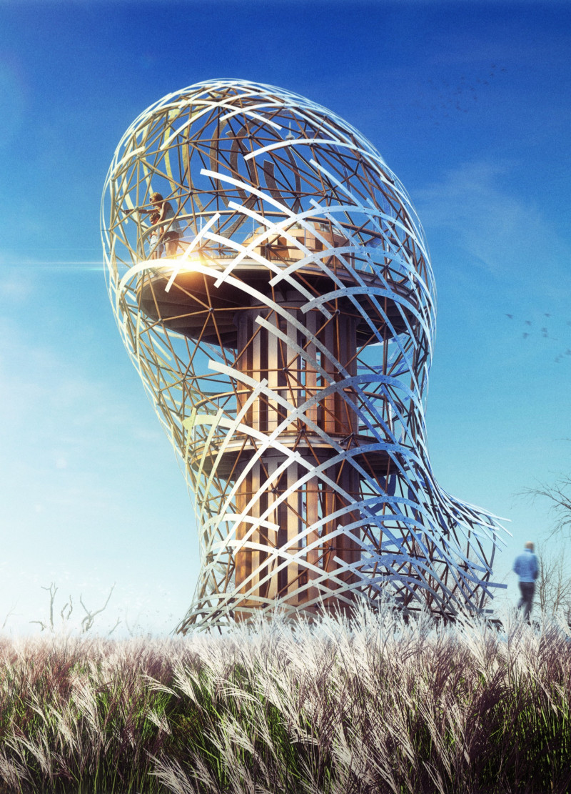 Reflective Stainless Steel Structure Set Among Laminated Timber and Teak Overlooking Natural Landscapes