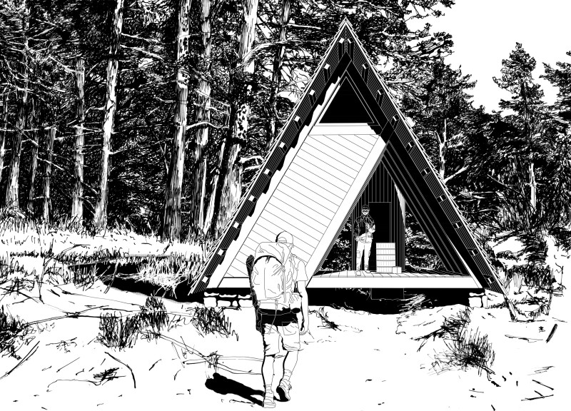 Textured Concrete Facade and Green Roofs in a Flexible Urban Community Space