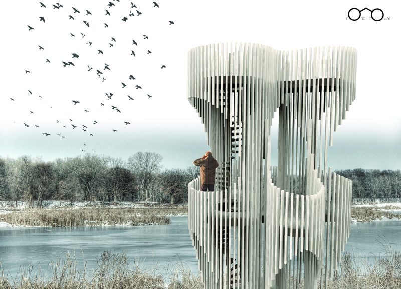 Curved Timber Fins Define an Elevated Observation Experience in Wetland Environment