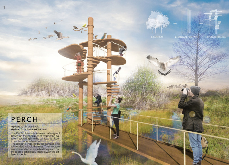 Canopy Observation Tower Crafted with Sustainable Wood Lattice and Prefabricated Elements