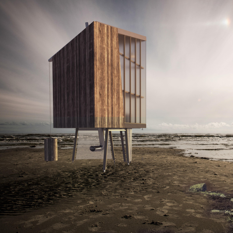 Triangular Cabins Featuring Plywood and Polycarbonate for Coastal Trekkers