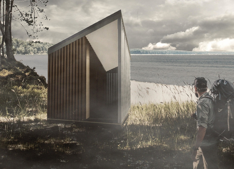 Recycled Paper Tubes and Pet Bottle Structure for Self-Sustaining Traveler Shelter