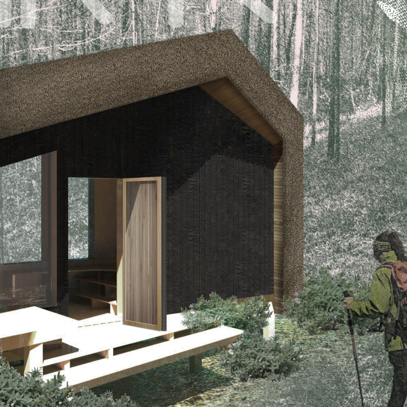 Charred Wood Cladding and Thatched Roof Define a Sustainable Cabin Retreat