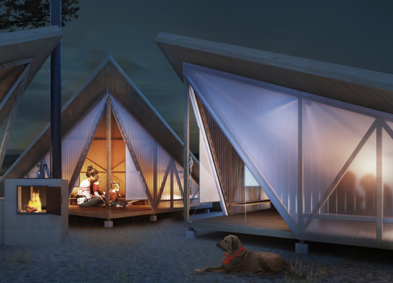 Triangular Timber Cabins with Polycarbonate Walls Embracing Natural Landscapes