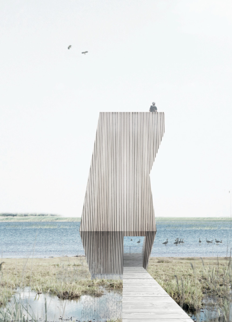 Elevated Observation Structure Crafted from Cross-Laminated Timber with Oblique Form