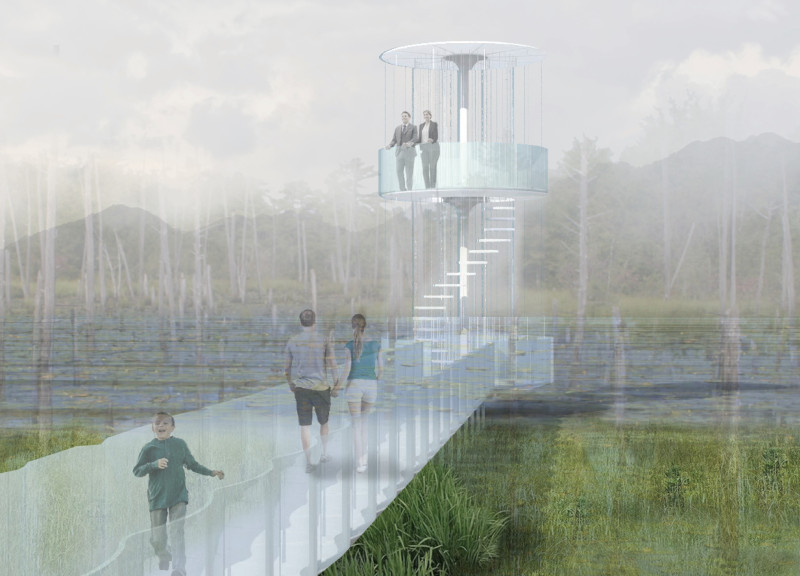 Floating Observation Tower Constructed with Acrylic and Carbon Fiber over Wetland Ecosystem