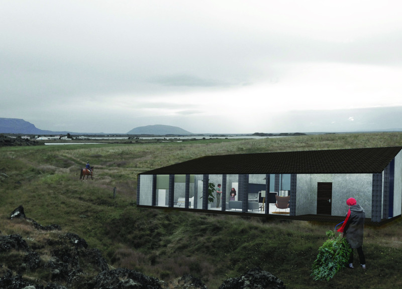 Geothermal Heating and Corrugated Metal Form a Sustainable Retreat in Icelandic Landscape