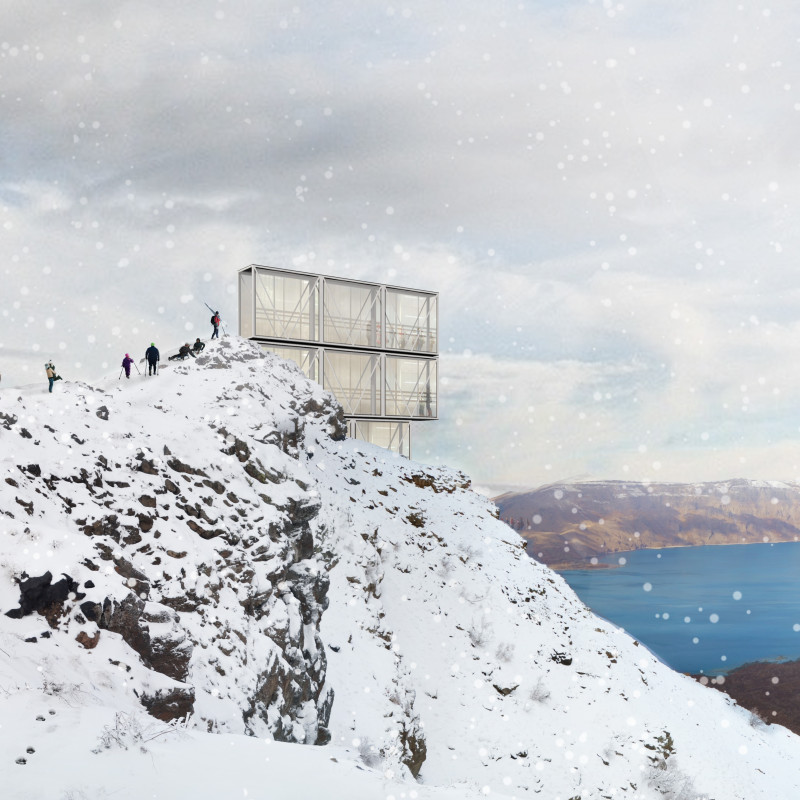 Perforated Steel Facade Integrating Modular Design Within Volcanic Landscape