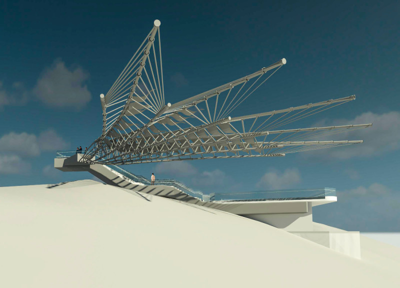 Dynamic Cantilevered Lookouts Crafted from Welded Steel and Glass in a Volcanic Landscape