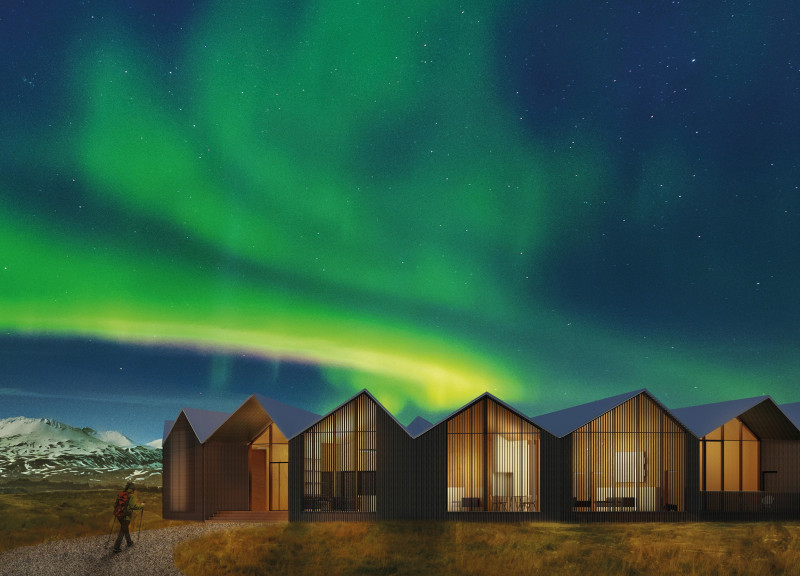 Turf Roofs and Dark Wood Retreats Designed for Northern Lights Viewing