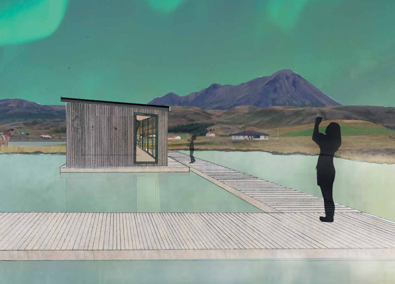 Floating Structures Featuring Local Stone and Geothermal Heating for Enhanced Wilderness Experience
