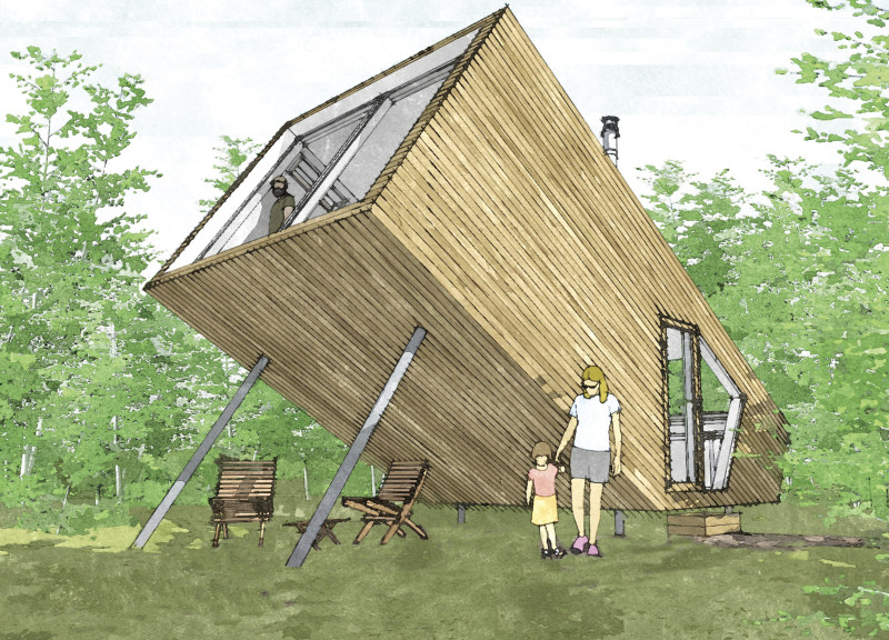 Tilted Cabins Crafted from Natural Wood and Concrete Offering Uninterrupted Views of the Northern Sky