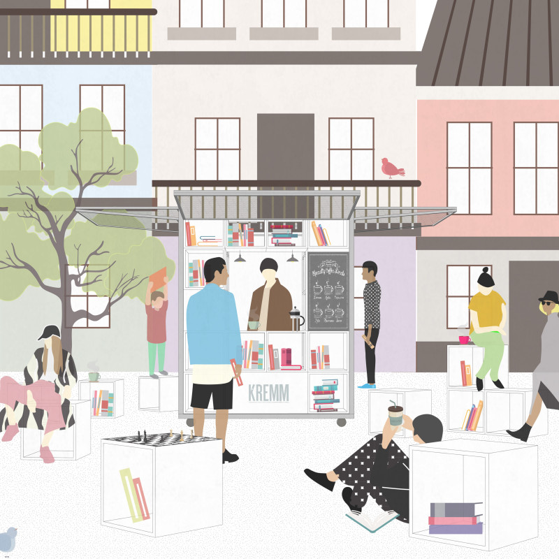 Adjustable Roof Canopy and Modular Plywood Structure for a Community Coffeehouse