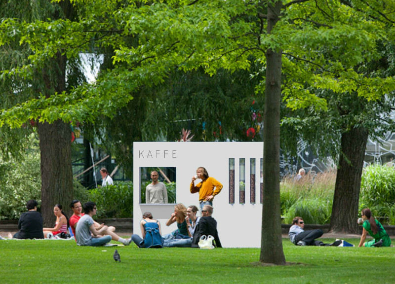 Vertical Planters and a Puppet Counter Create an Engaging Community Café Experience