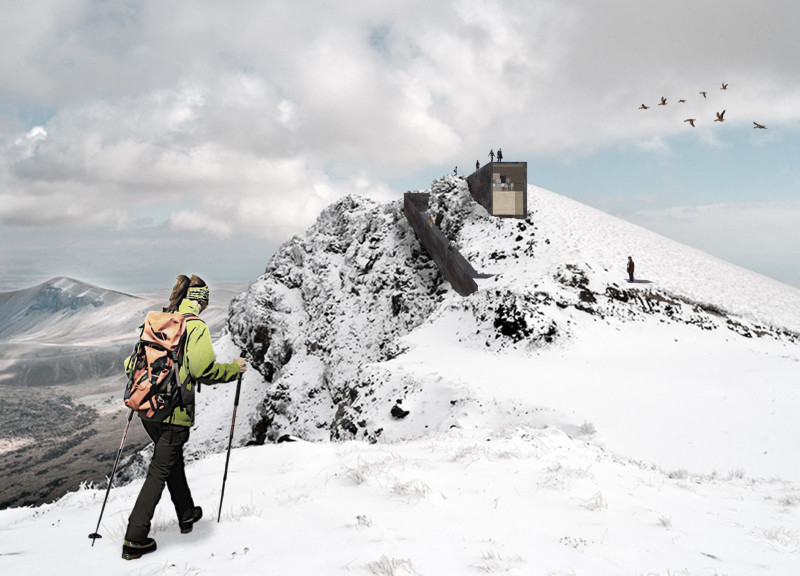 Charred Wooden Cladding and Steel Framework Defining an Elevated Observation Experience