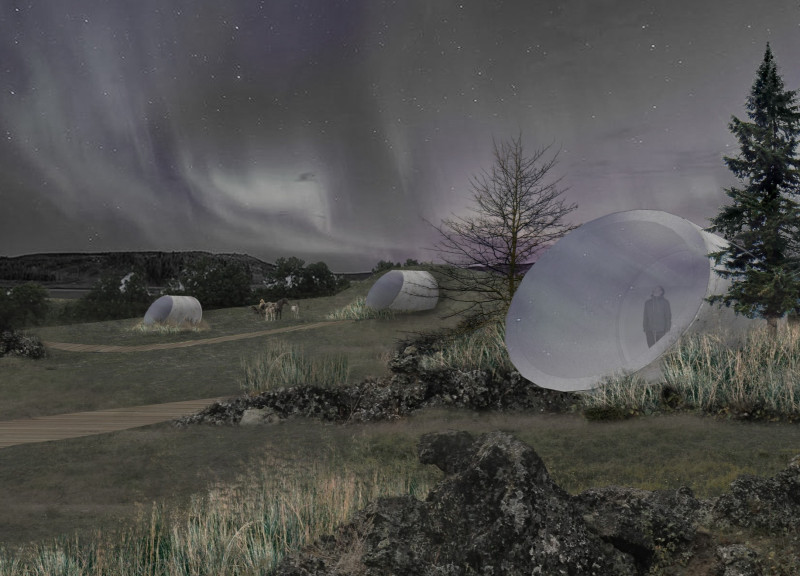 Repurposed Concrete Pods with Cork Insulation for Sustainable Glamping Experience