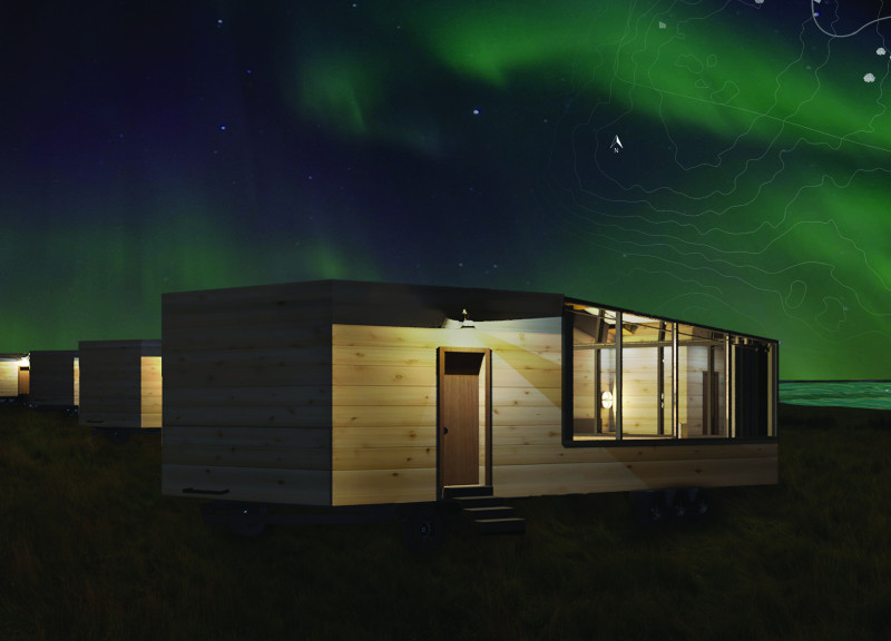 Mobile Guest Rooms Featuring Reclaimed Wood and Sheep Wool Insulation for Northern Lights Retreat