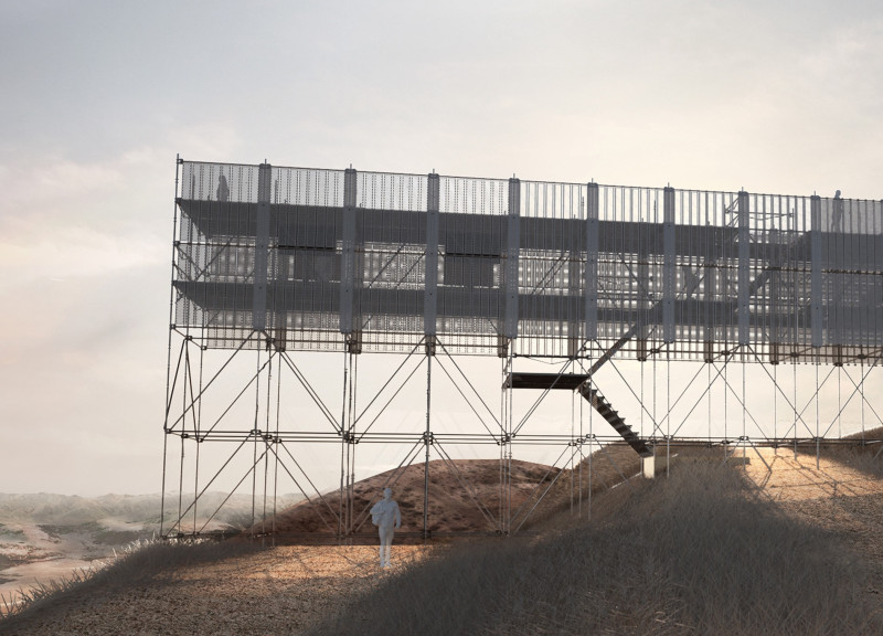 A Viewing Platform with Central Staircase and Observation Deck