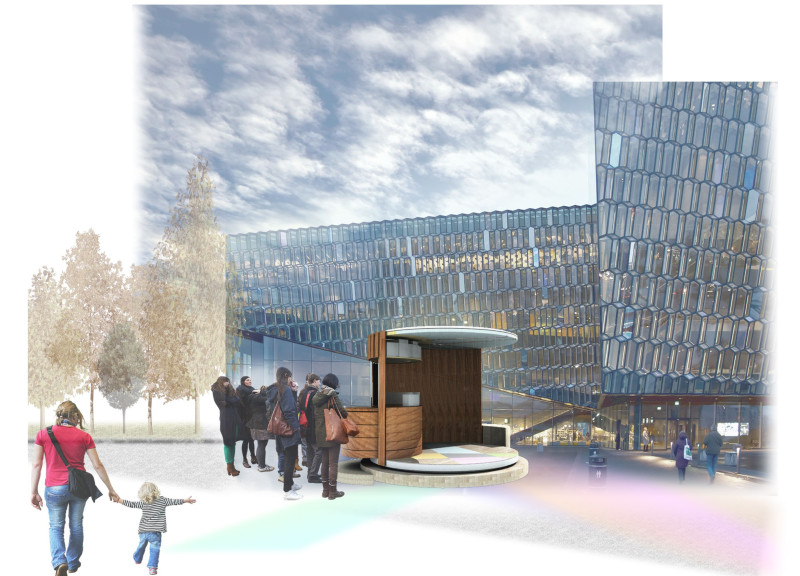 Curved Glass and Modular Wood Design Enhancing Urban Coffee Experience