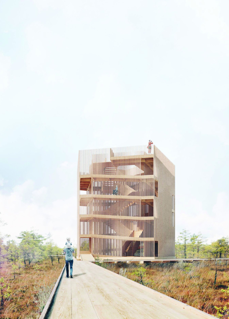 Pentagonal Structure Crafted from Sustainable Timber with Expansive Views in a Natural Preserve