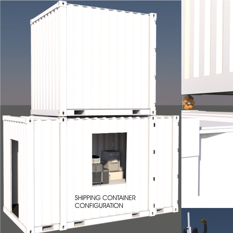 Gravity-Fed Coffee House Crafted from Shipping Containers with Charred Wooden Shingles and Recycled Materials