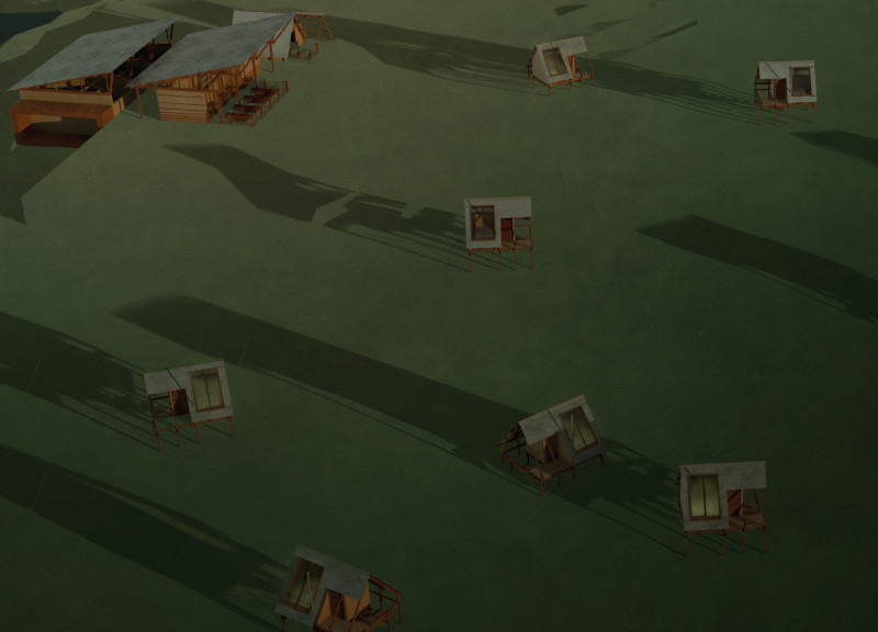 Charred Wooden Shingles and Timber Cabins Designed for Aurora Viewing in Iceland