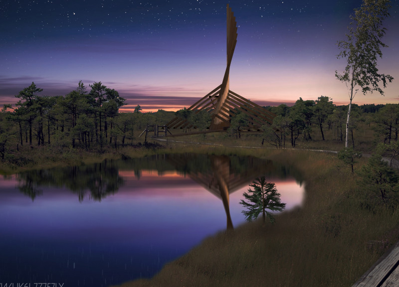 Wing-Like Structure Highlights Local Materials in Accessible Observation Tower