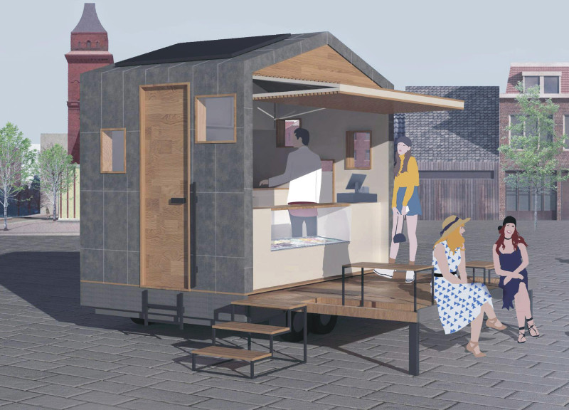 Pitched Roof Structure Crafted with Ductal Uhpc for Mobile Coffee Service