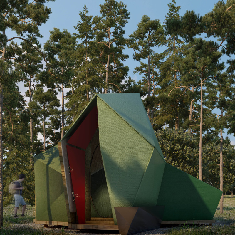 Faceted Retreat in Fabric and Aluminum with a Focus on Natural Connection