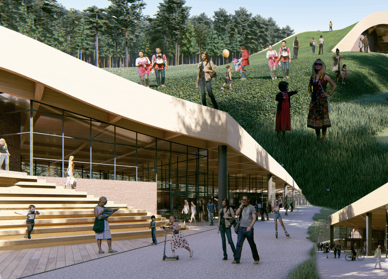 Waffle Roof Structure with Integrated Green Space Enhances Visitor Experience