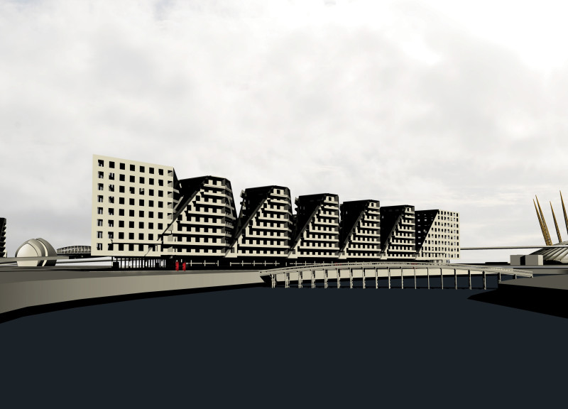 Oblique Triangular Forms Shaping Community Spaces Along the River