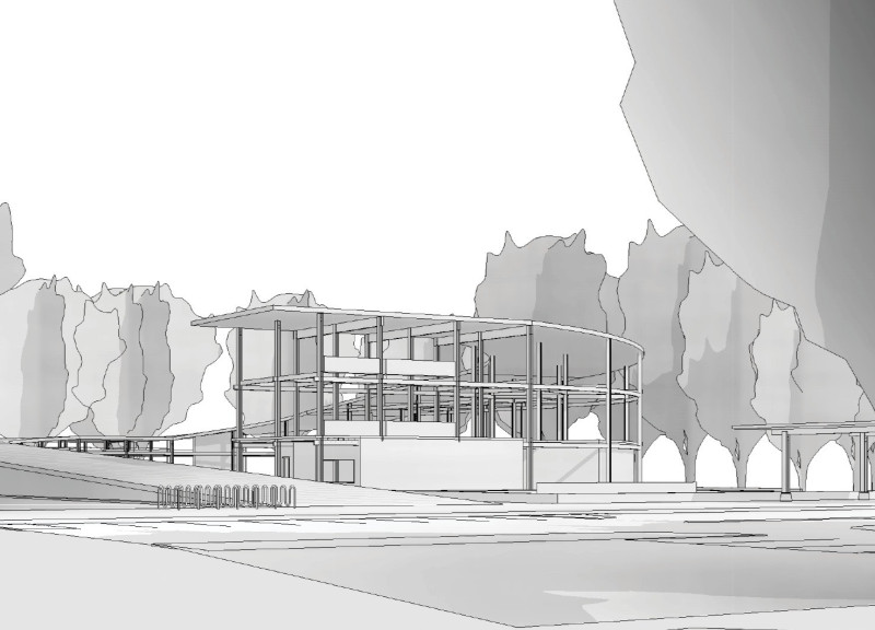 Timber Pavilion Emphasizing Central Courtyard and Artificial Bog Elements