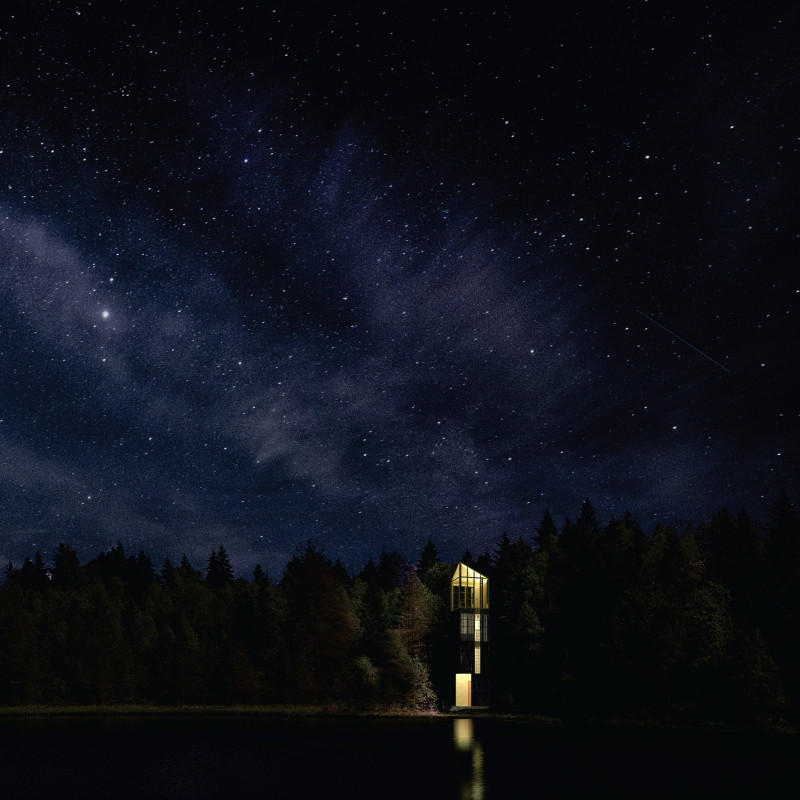 Chrysalid Shelter Crafted with Sugi Shou Ban in a Serene Forest Setting
