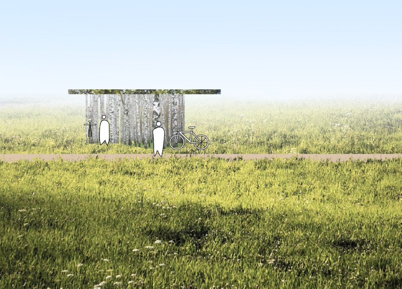 Curved Wood Shelters with Glulam Structure for Cyclist Rest Areas