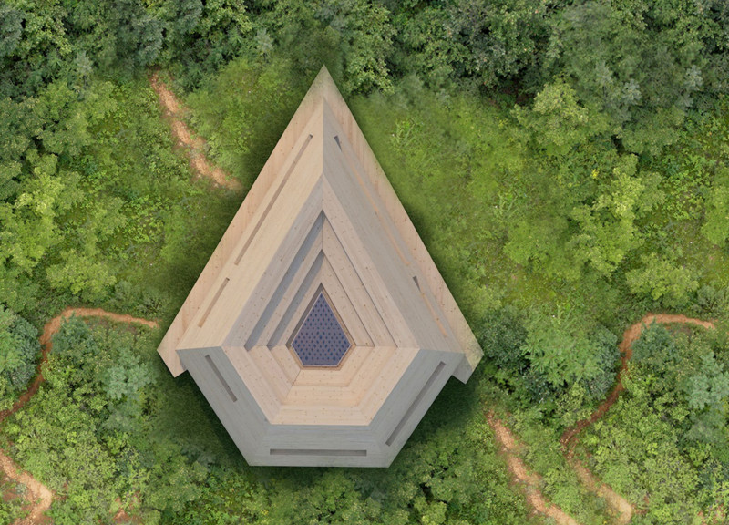 Herbal Plant Green Wall with Local Wood Reflection Cabin