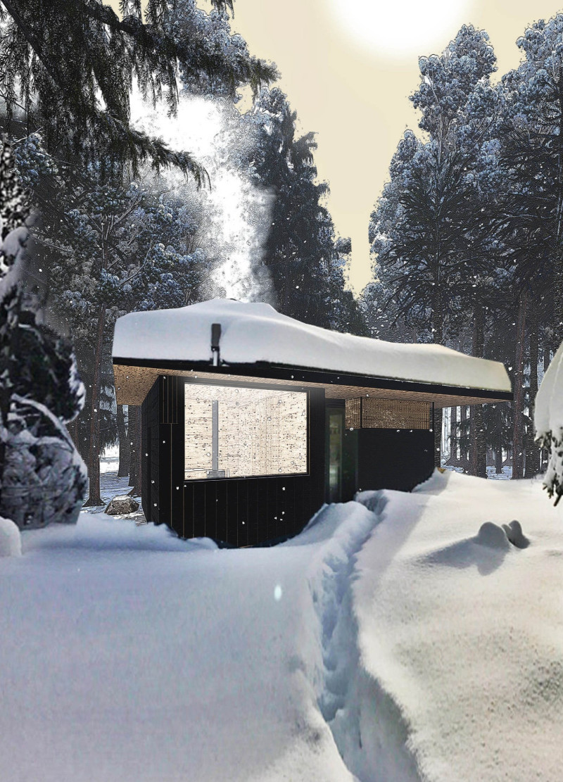 Circular Meditation Space Crafted from Swiss Pine in a Remote Forest Retreat