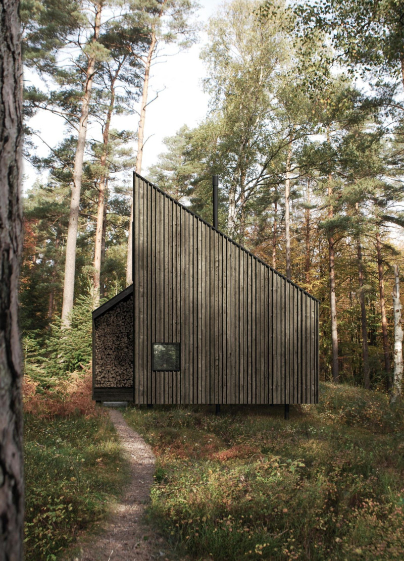 Charred Wood Cabins Integrating Tadelakt in a Forest Retreat